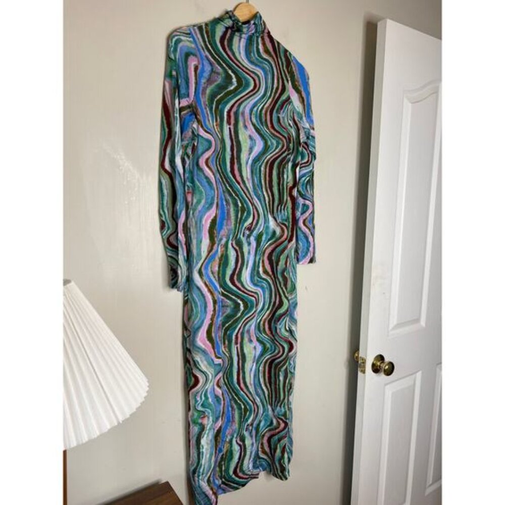 NEW Marie Oliver Paxton Turtleneck Long Sleeve Maxi Dress Multi Color Size: XS - Picture 3 of 7